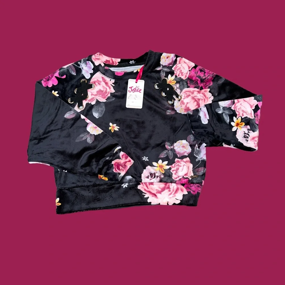 NEW Velour Feel Crewneck Sweatshirt Justice